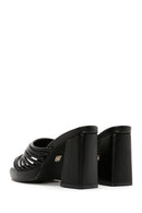 Women's Black Thick Heeled Slippers | Derimod