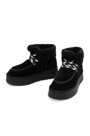 Women's Black Thick-Soled Fur Suede Leather Boots | Derimod