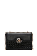 Women's Black Long Chain Strap Knitted Crossbody Bag | Derimod