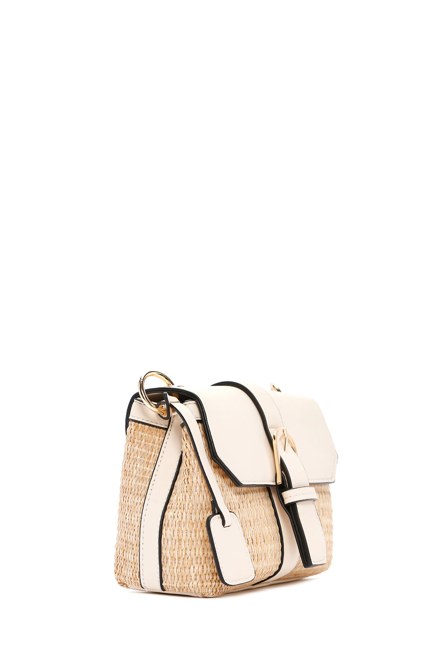 Women's White Long Straw Shoulder Bag