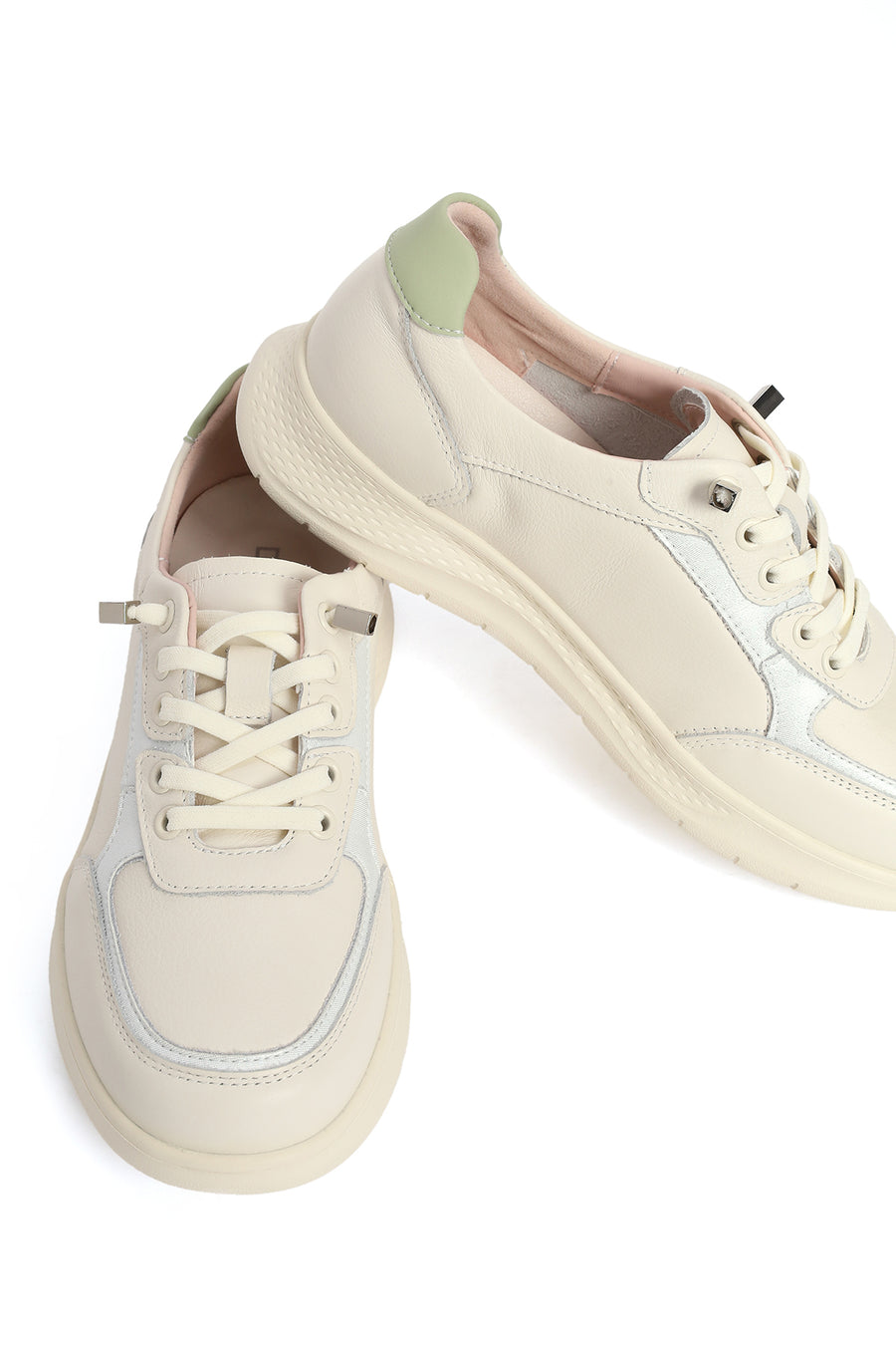 Women's Beige Lace-up Leather Sneaker