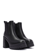 Women's Black Thick Heeled Leather Chelsea Boots | Derimod