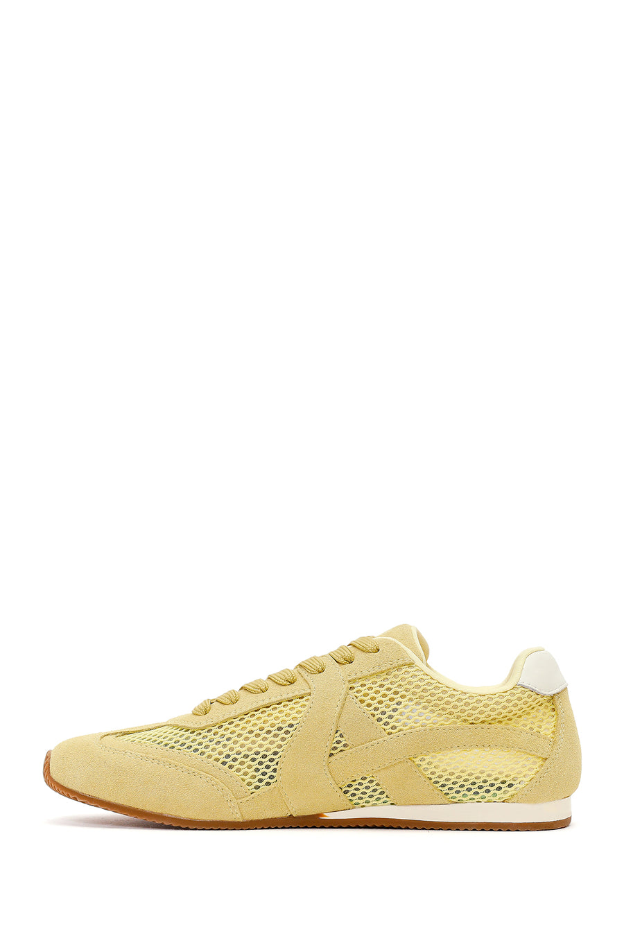 Women's Yellow Lace-up Suede Leather Sneaker