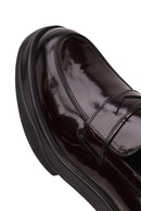 Male Burgundy Chunky-Soled Leather Loafer | Derimod