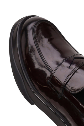 Erkek Bordo Kalın Tabanlı Deri Loafer