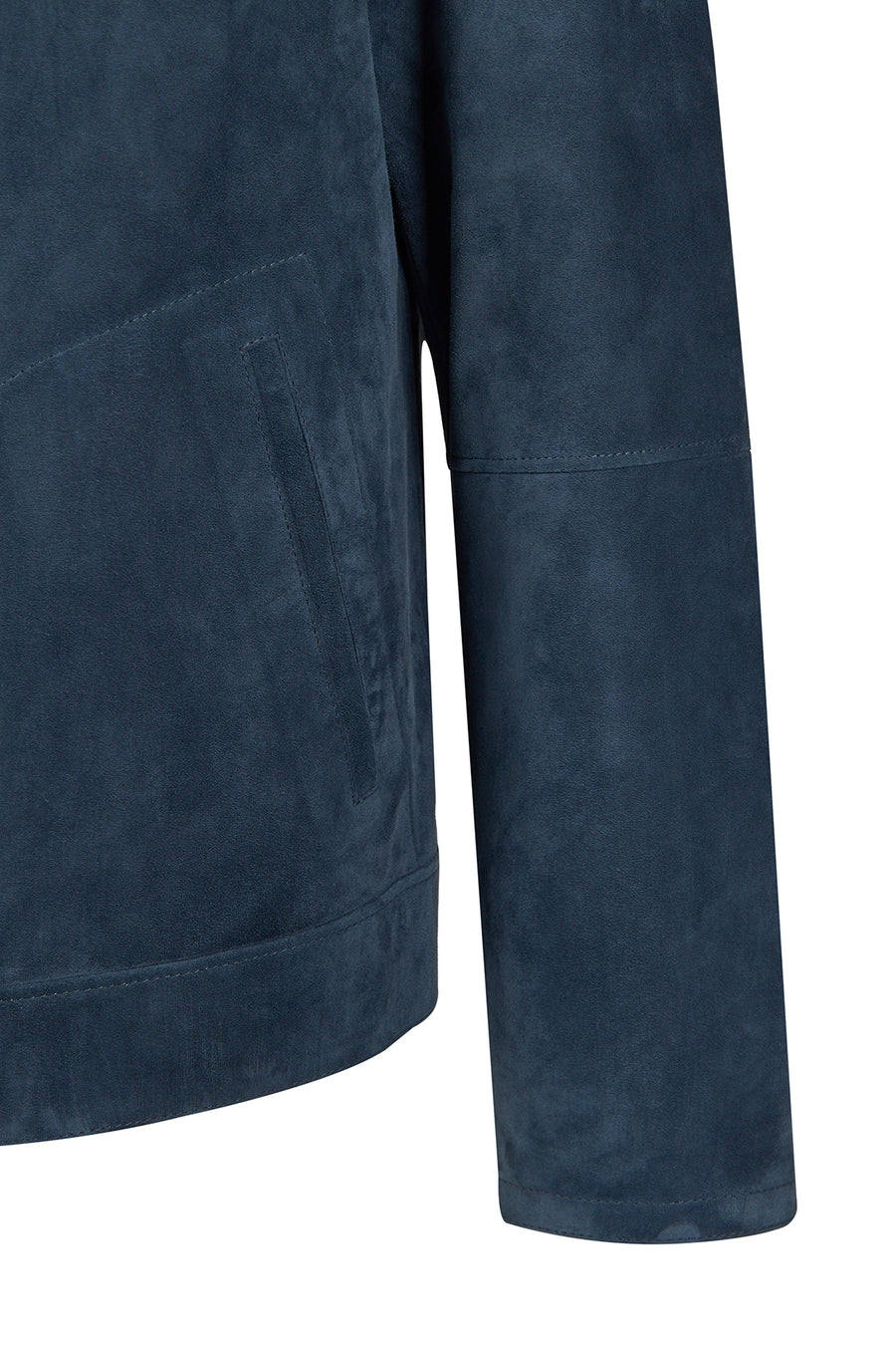 Clint Male Navy Mandarin Collar Reversible Suede Leather Jacket