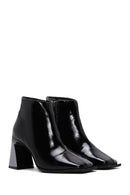 Women's Black Patent Leather Heeled Boots | Derimod