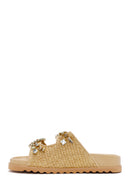 Women's Beige Straw Slippers | Derimod