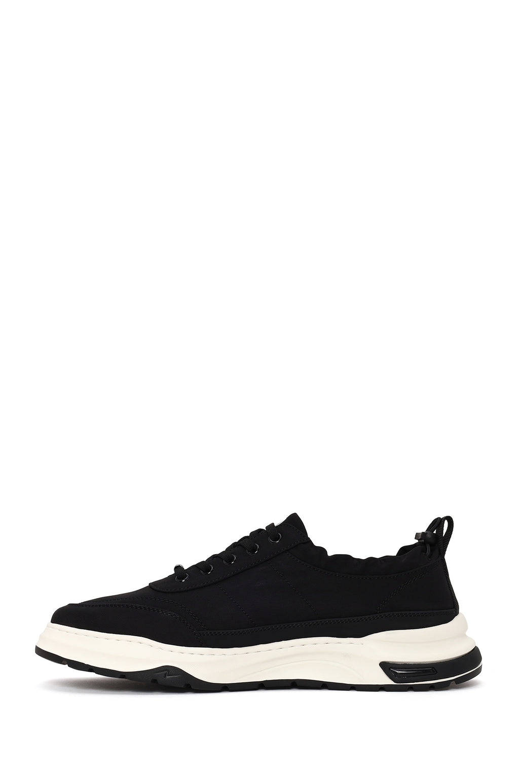 Erkek Siyah Bağcıklı Kumaş Casual Sneaker