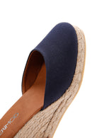 Women's Navy Blue Ankle Strap Wedge Heeled Espadrille | Derimod