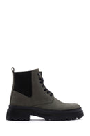 Men's Khaki Nubuck Leather Thick Soled Casual Boots | Derimod