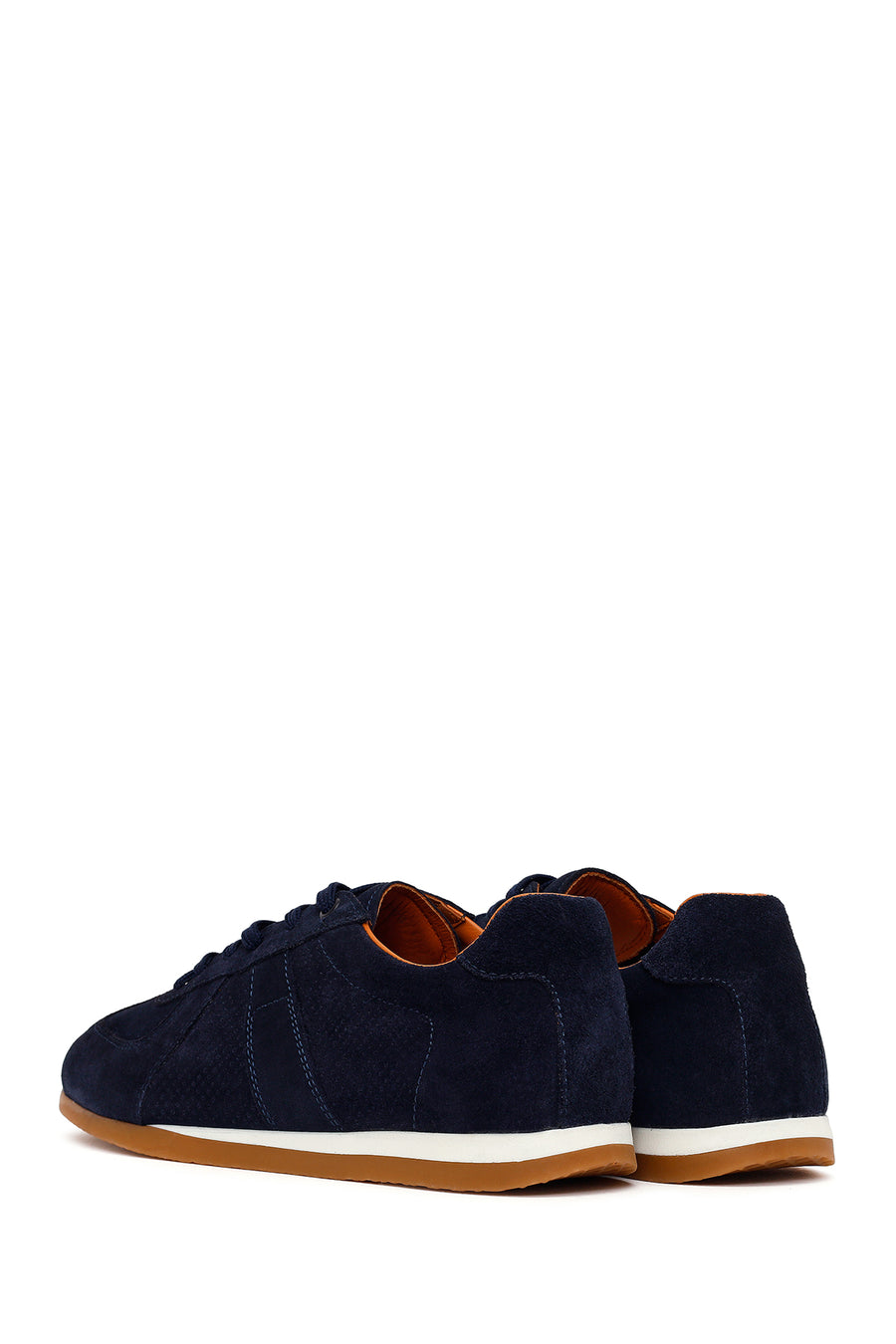 Erkek Lacivert Bağcıklı Süet Deri Sneaker
