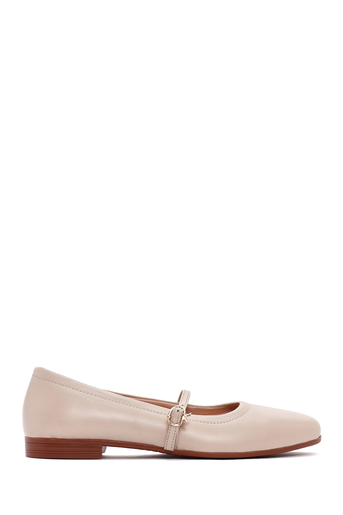 Women's Beige Strap Leather Ballerinas 24SFD351018 | Derimod