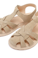 Women's Beige Suede Leather Sandals | Derimod