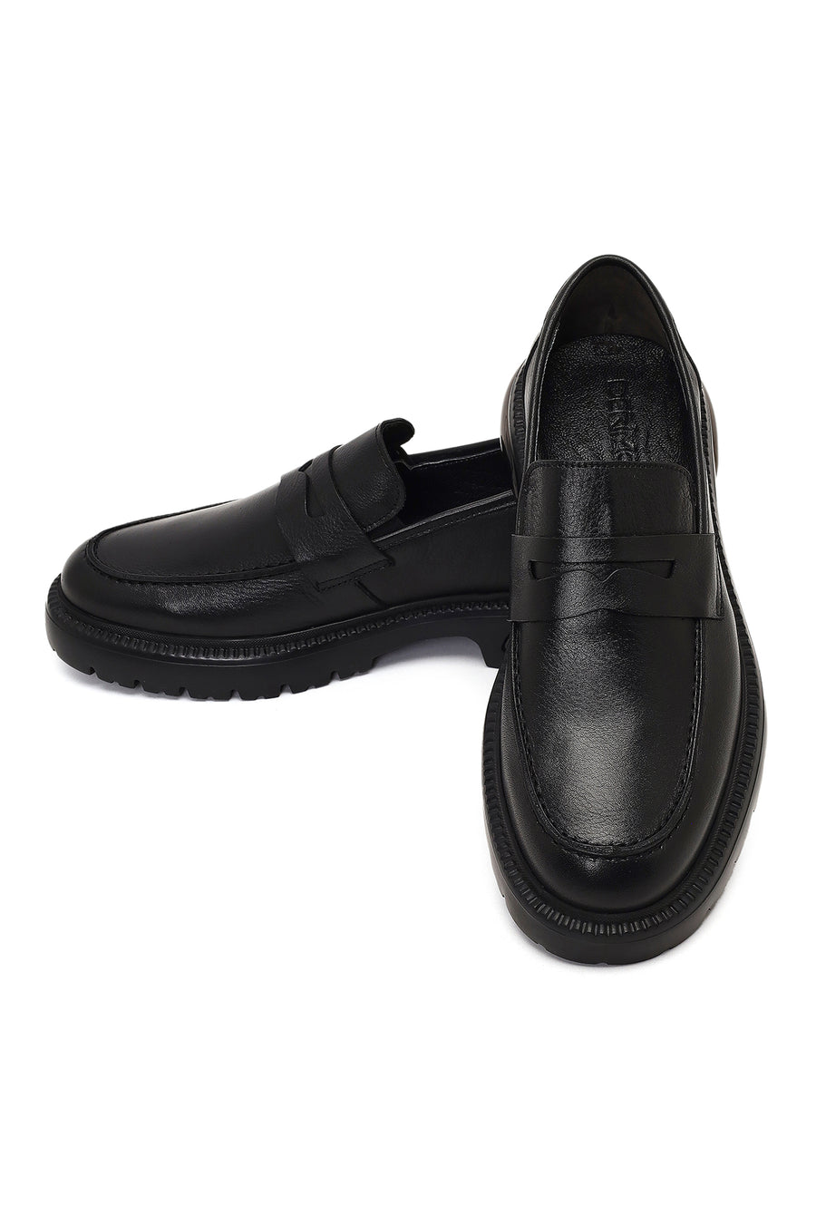 Men's Black Thick-Soled Leather Loafer