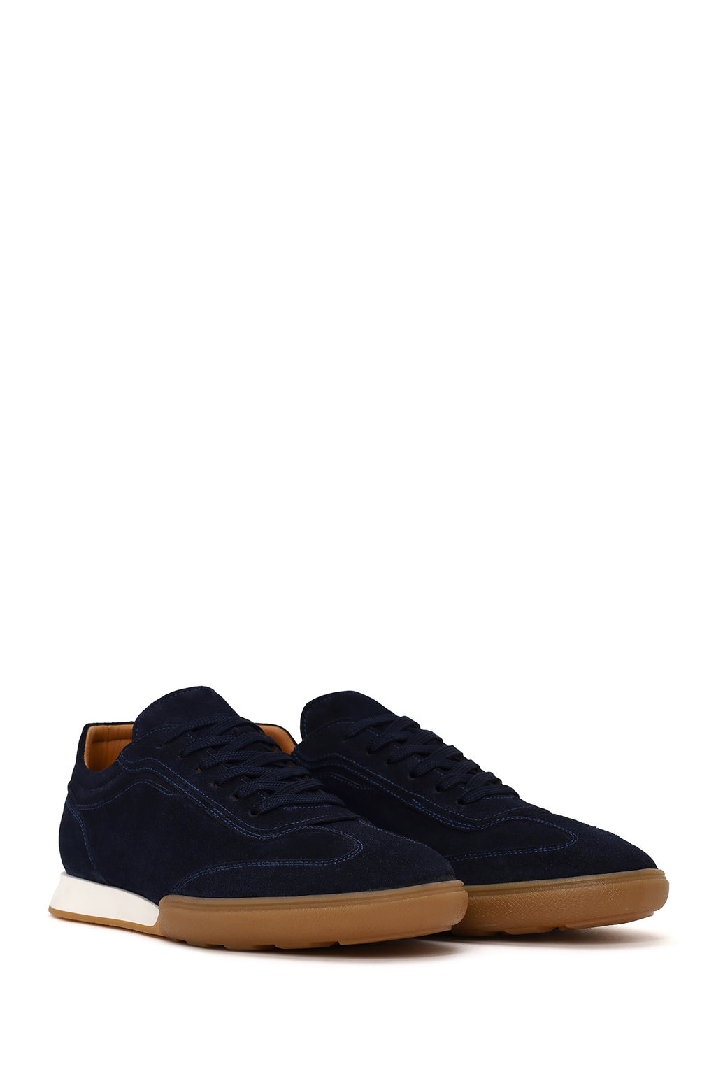 Erkek Lacivert Bağcıklı Süet Deri Sneaker