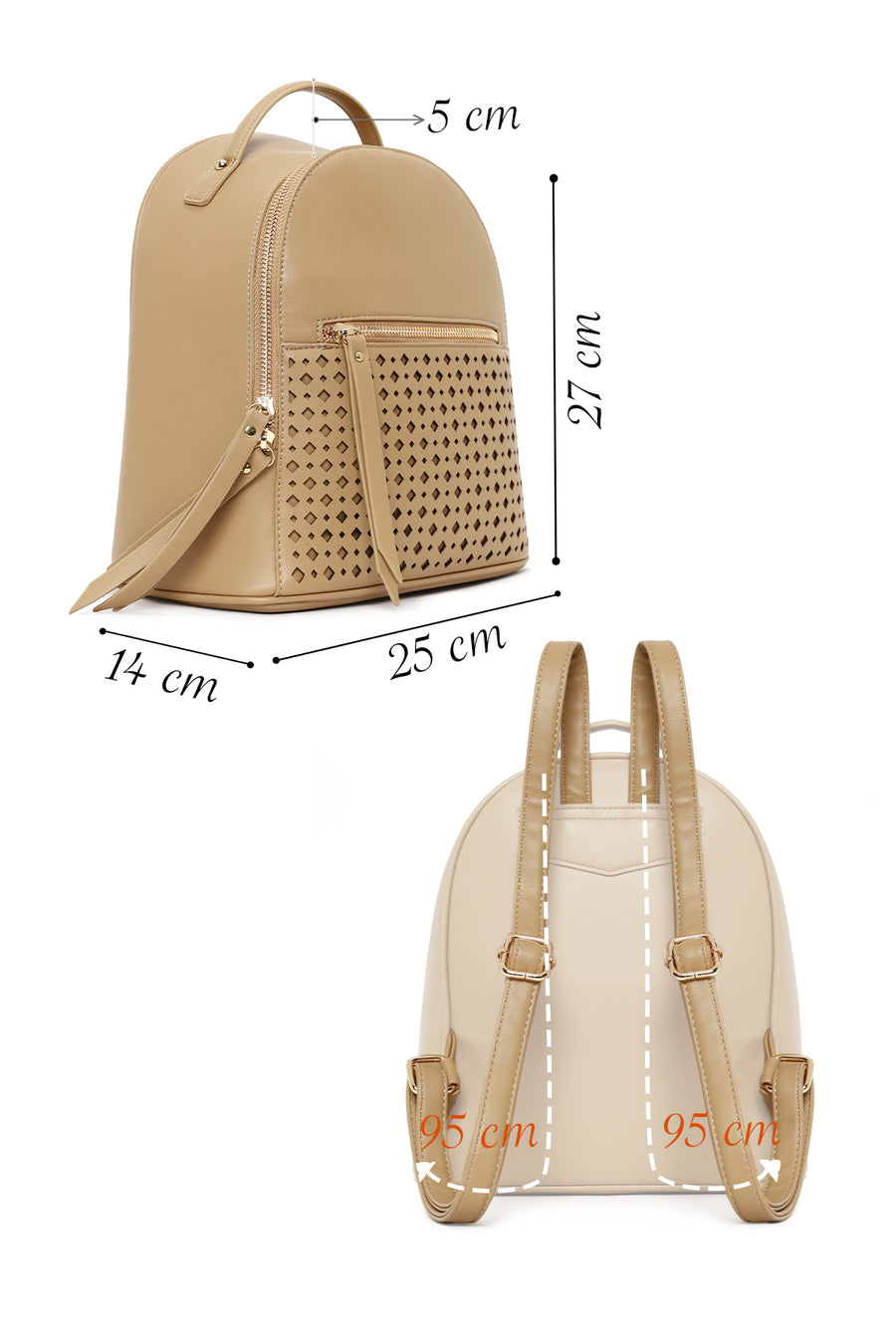 Woman Beige Backpack