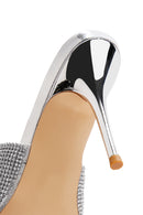 Women's Silver Stone Thin Heeled Slippers | Derimod