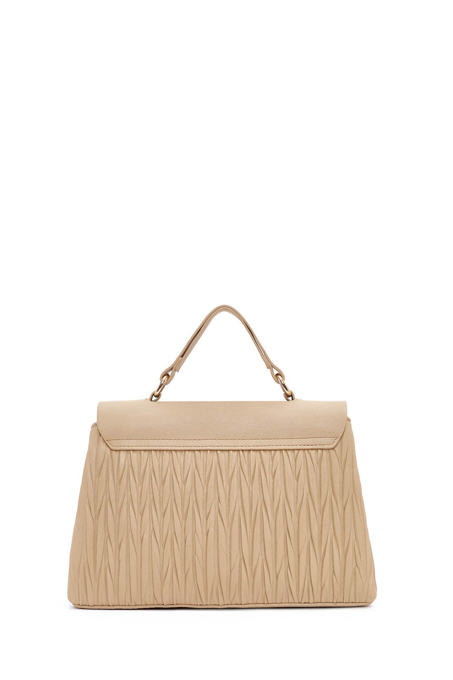 Women's Beige Long Strap Handbag with Accessory Detail