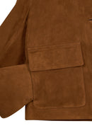 Trix Woman Brown Oversize Suede Leather Jacket | Derimod
