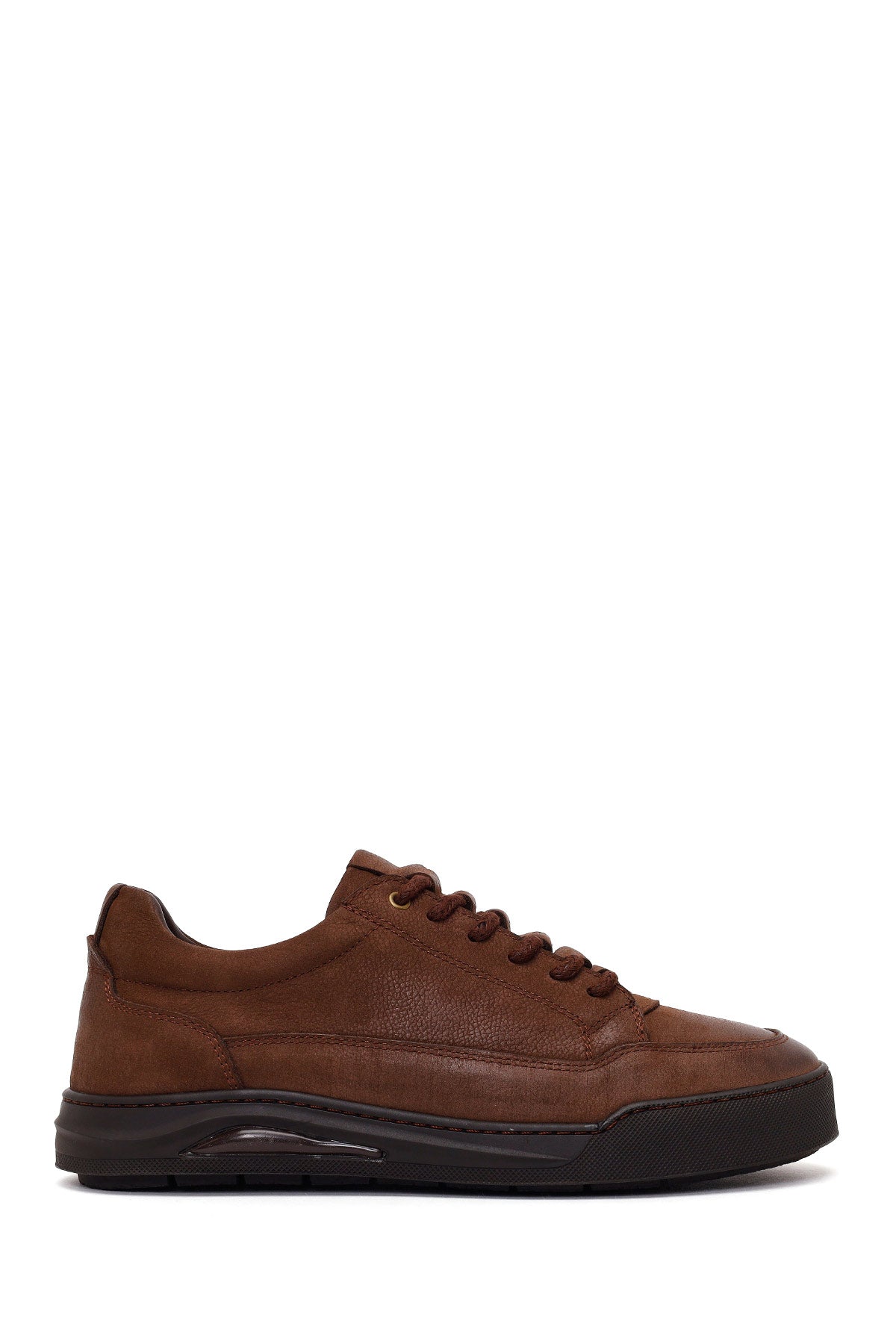 Erkek Kahverengi Bağcıklı Kalın Tabanlı Nubuk Deri Casual Sneaker WM780017DN | Derimod