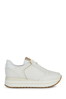 Geox Women's White Kency Thick Sole Lace-Up Leather Sneaker | Derimod