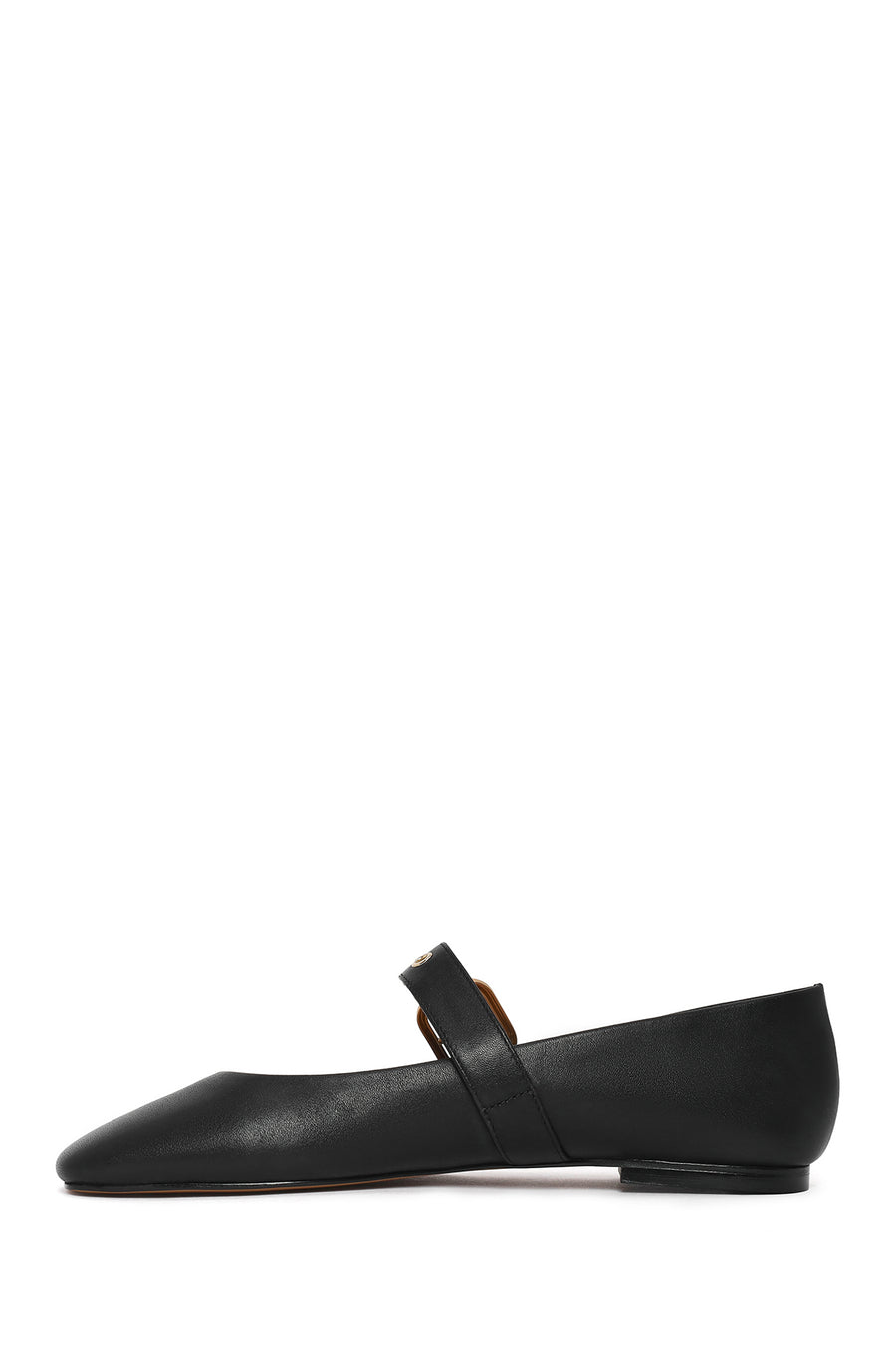 Women's Black Buckle Leather Ballerinas