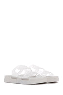 Women's White Transparent Flat Slippers | Derimod