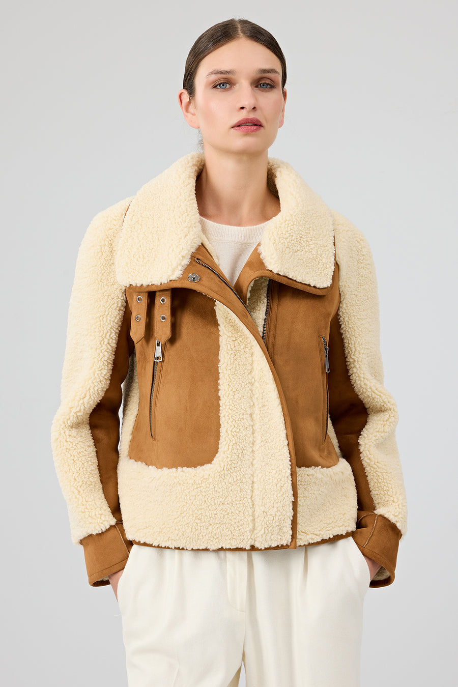 Samoens Women's Beige Short Teddy Coat