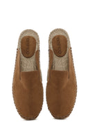 Women's Tan Suede Leather Espadrille Slippers | Derimod