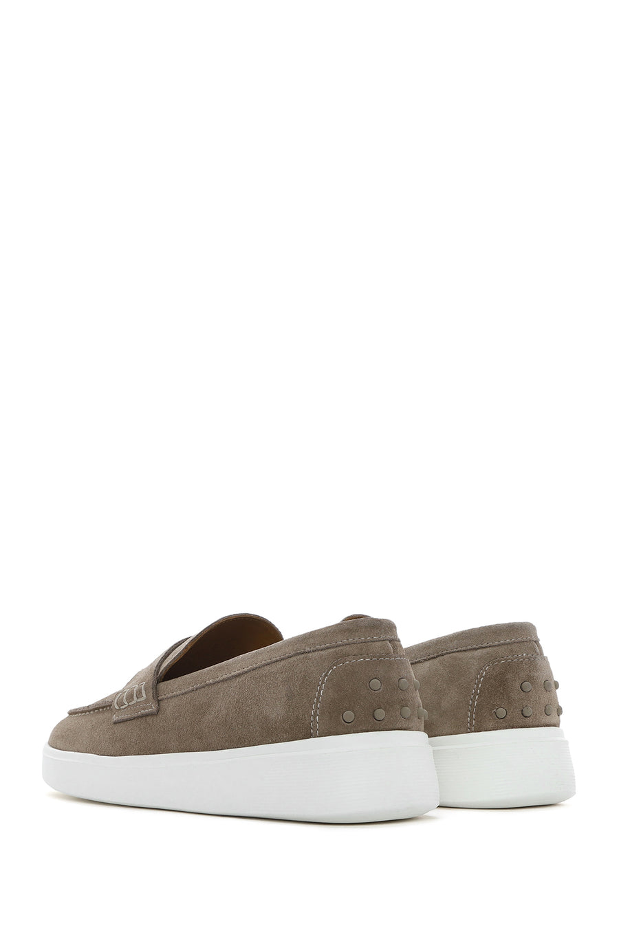 Erkek Vizon Kalın Tabanlı Süet Deri Casual Loafer