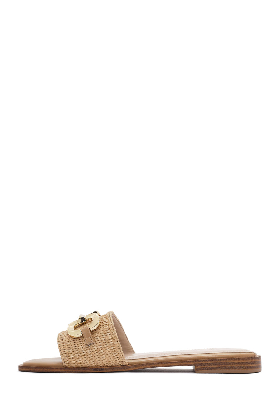 Women's Beige Straw Slippers