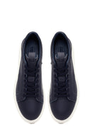 Men's Navy Blue Lace-up Thick-Sole Leather Sneaker | Derimod