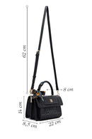 Woman Black Long-Strap Printed Crossbody Bag | Derimod