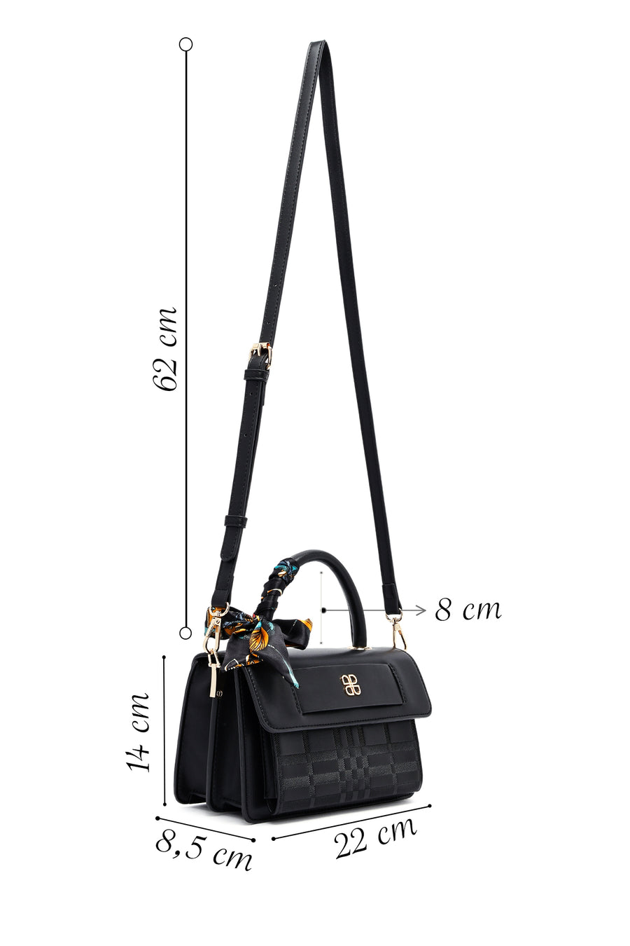 Woman Black Long-Strap Printed Crossbody Bag