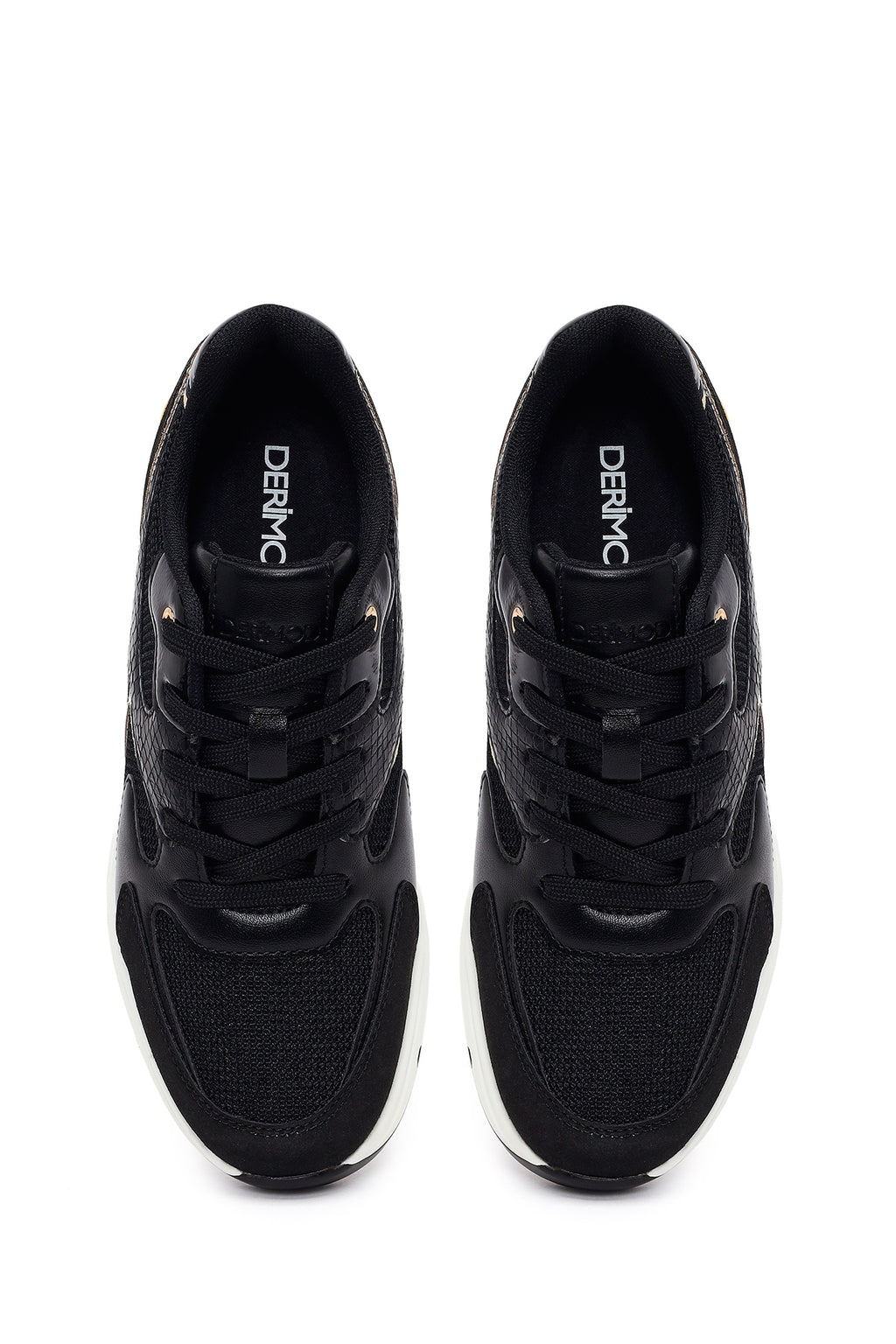 Kadın Siyah Bağcıklı Dolgu Topuklu Sneaker