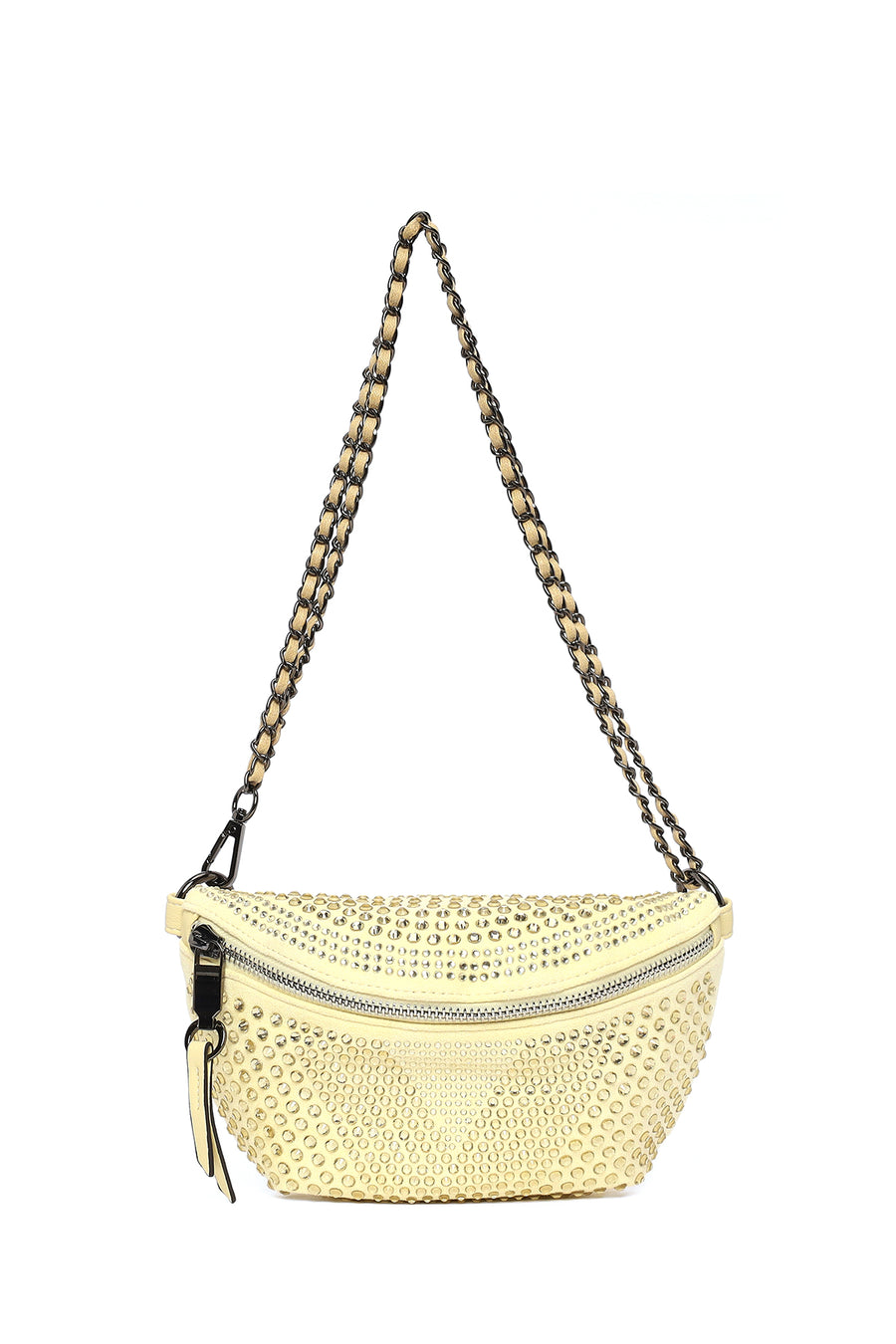 Woman Yellow Chain Strap Crossbody Bag