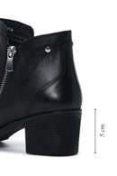 Women's Black Leather Heeled Bootie | Derimod