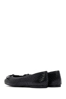 Woman Black Patterned Leather Babet | Derimod
