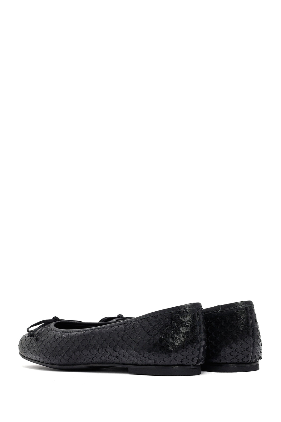 Woman Black Patterned Leather Babet