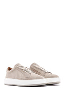 Men's Beige Thick Soled Laced Suede Leather Sneaker | Derimod