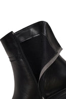 Woman Black Zip Closure Thick-Soled Leather Boots | Derimod