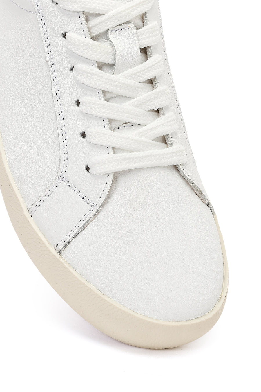 Women's White Lace-Up Leather Sneaker