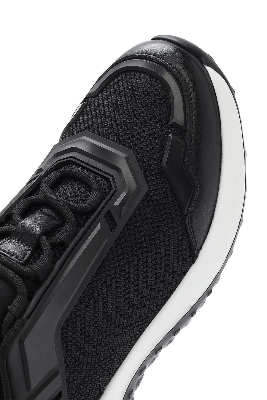 Men's Black Lace-Up Thick Sole Sneaker
