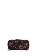 Woman Bronze Sequin Mini Box Evening Bag with Chain Strap | Derimod