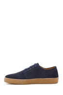 Men's Navy Blue Suede Leather Sneaker | Derimod