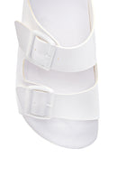 Women's White Double Buckle Slippers | Derimod