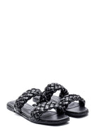 Women's Black Braided Slippers | Derimod