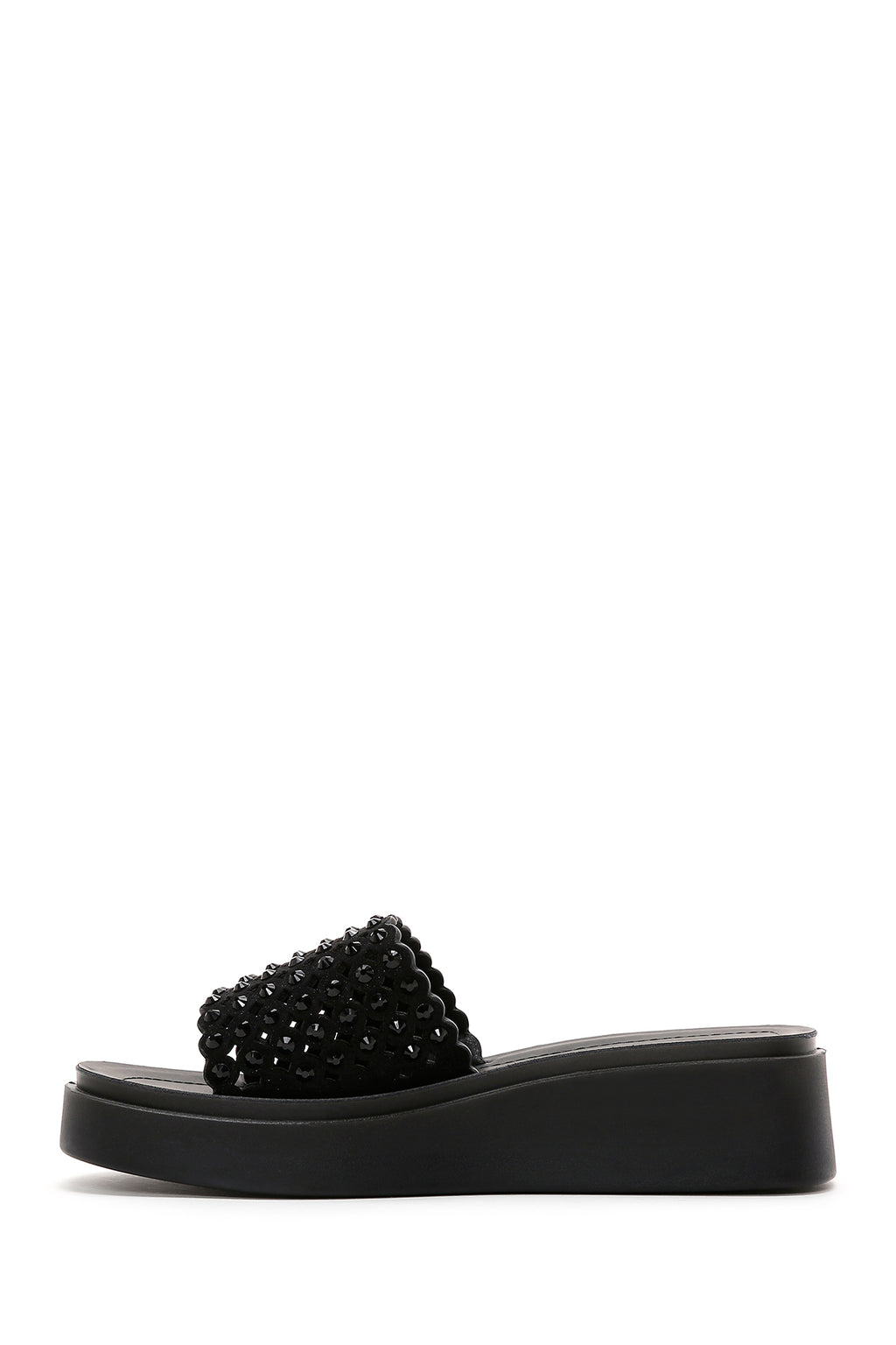 Kadın Siyah Taşlı Kalın Tabanlı Terlik