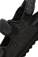 Women's Black Strappy Straw Sandals | Derimod